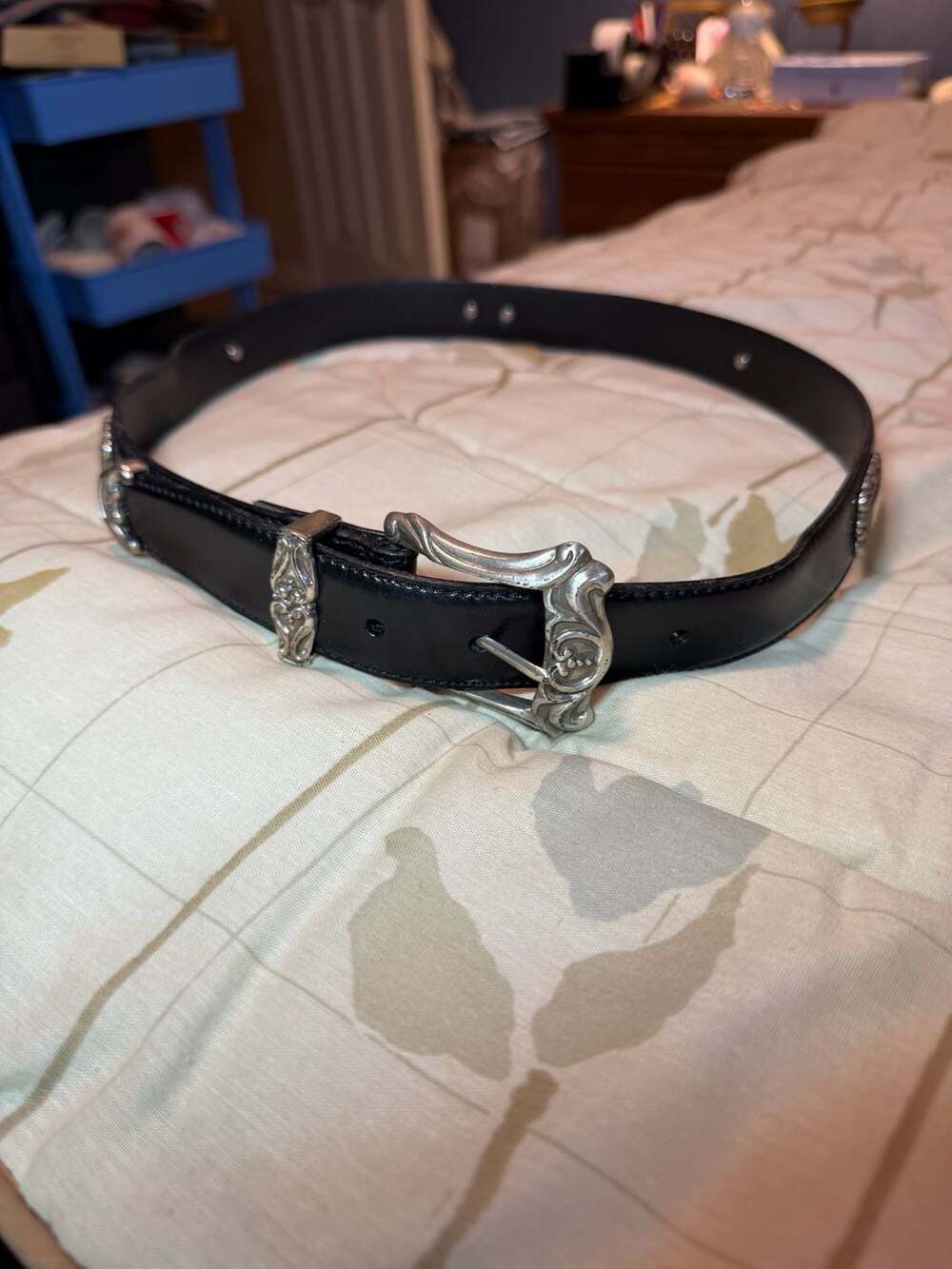 Fossil Vintage Western-Style Black Leather Concho Belt